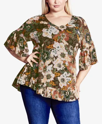 Avenue Plus Size Harlow Frill Tunic Top