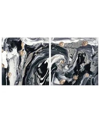 Empire Art Direct Ebony Ivory Ab Frameless Free Floating Tempered Art Glass Wall Art, 36" x 36" x 0.2" Each