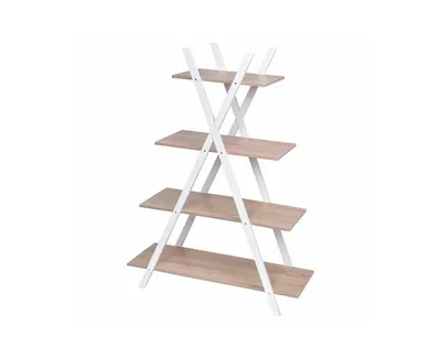X-Shape 4-Tier Display Shelf Rack Potting Ladder-White