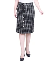 Ny Collection Petite Slim Tweed Double Knit Knee Length Skirt