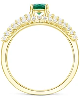 Lab-Grown Emerald (3/8 ct. t.w.) & White Sapphire Bridal Set 14k Gold