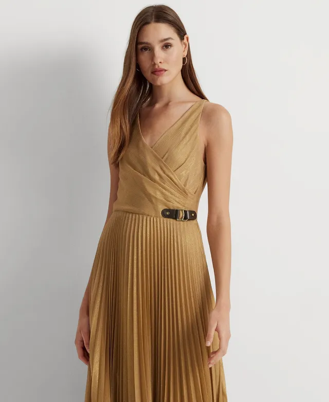 Lauren Ralph Women's Metallic Chiffon Cocktail Dress