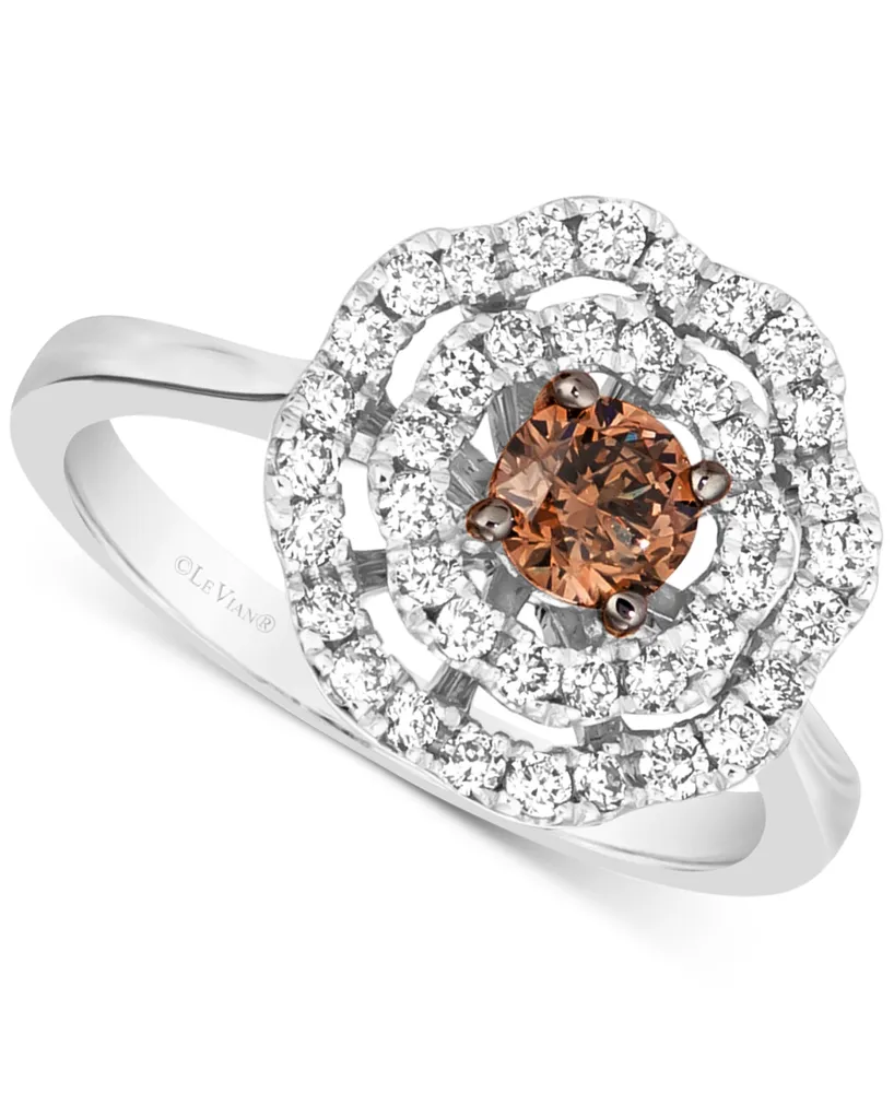 Le Vian Chocolate Diamond & Nude Diamond Flower Ring (3/4 ct. t.w.) in 14k White Gold