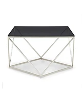 Aria 41" Smoked Glass and Polished Stainless Steel Coffee Table