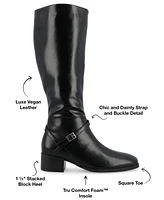 Journee Collection Women's Rhianah Wide Width Block Heel Knee High Riding Boots