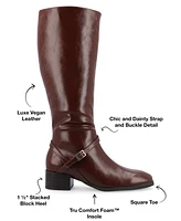 Journee Collection Women's Rhianah Wide Width Block Heel Knee High Riding Boots