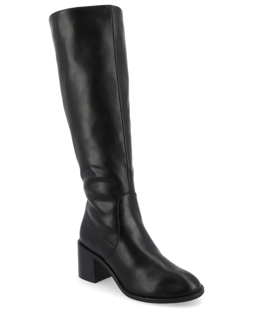 Journee Collection Women's Romilly Round Toe Block Heel Knee High Boots