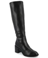 Journee Collection Women's Romilly Round Toe Block Heel Knee High Boots