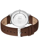 Lacoste Men's Everett Quartz Brown Leather Strap Watch 40mm