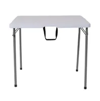 Emma+Oliver 2.79-Foot Square Bi-Fold Plastic Folding Table With Carrying Handle