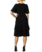 Women's Miranda Double Ruffle Wrap Dress with Sleeves