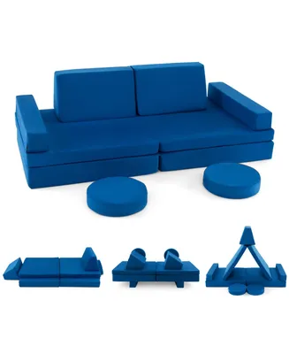 Costway Kids Play Sofa Set Modular Convertible Foam Folding Couch Toddler Playset