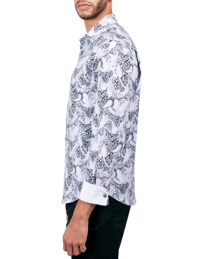 Society of Threads Men's Regular-Fit Non-Iron Performance Stretch Paisley Button-Down Shirt