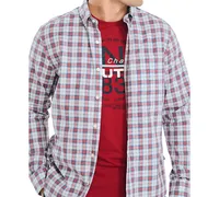 Nautica Men's Heathered Plaid Long-Sleeve Button-Up Shirt