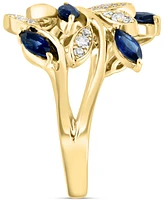 Effy Sapphire (3/4 ct. t.w.) & Diamond (1/4 ct. t.w.) Vine Ring in 14k Gold