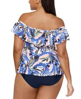 Raisins Curve Trendy Plus Size Tortuga Printed Tankini Top Bottoms