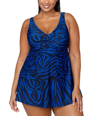 Raisins Curve Trendy Plus Size Lucia Tummy-Control Swimdress