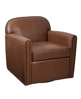 Madison Park Archer 30.5" Wide Faux Leather 360 Degree Swivel Arm Chair