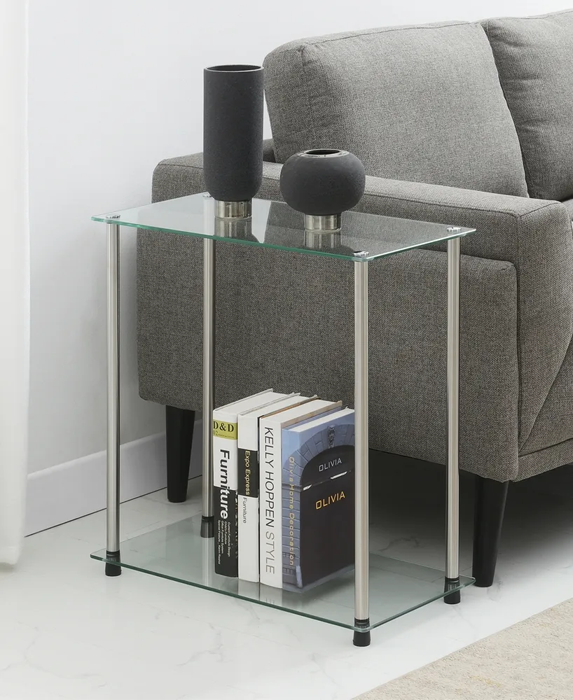 Convenience Concepts 23.75" Glass Designs2Go Chairside End Table