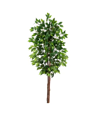 Nearly Natural 60" Artificial Double Trunk Ficus Tree No Pot