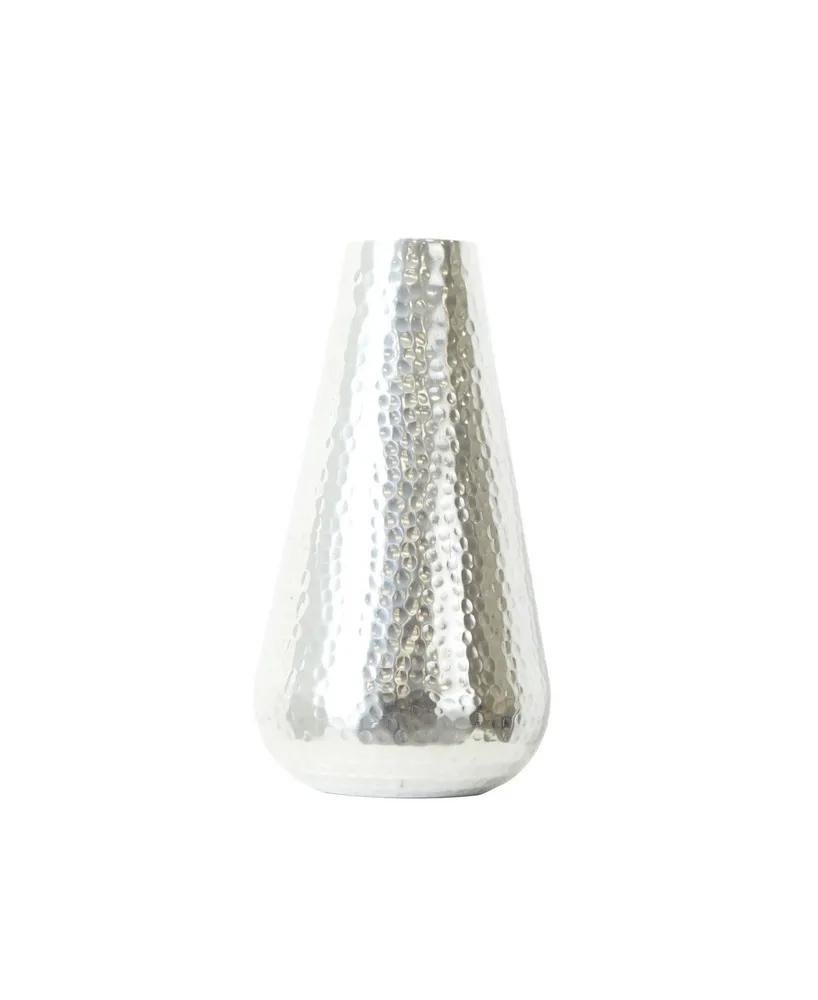 Nearly Natural 12" Aluminium Tear Drop Flower Vase