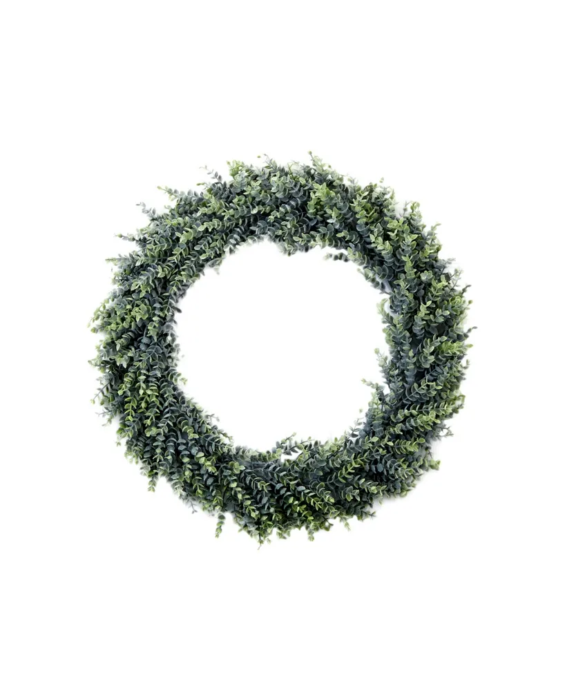 Nearly Natural 20" Artificial Eucalyptus Boxwood Wreath