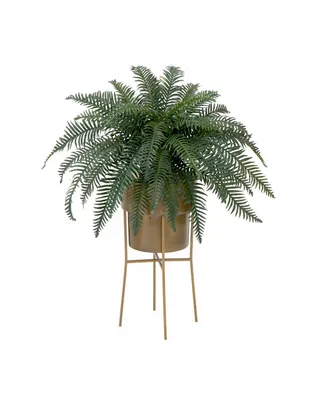 Nearly Natural 34" Artificial River Fern Plant in Metal Planter with Stand Diy Kit