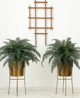 Nearly Natural 34" Artificial River Fern Plant in Metal Planter with Stand Diy Kit Set of 2