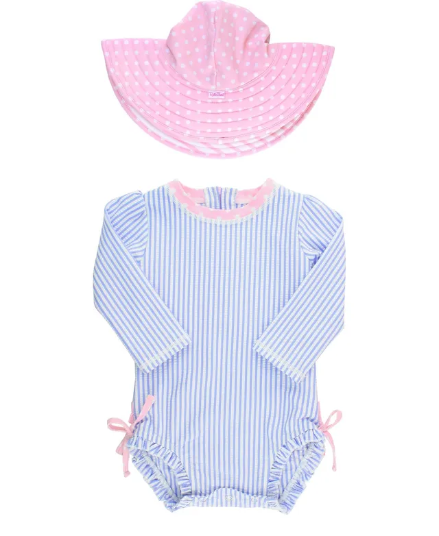 Matching Ruffle-Trim One-Piece Rashguard Swimsuit for Toddler & Baby