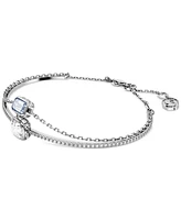 Swarovski Silver-Tone Stilla Two-Row Bangle Bracelet