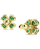 Swarovski Gold-Tone Idyllia Green Crystal Stud Earrings