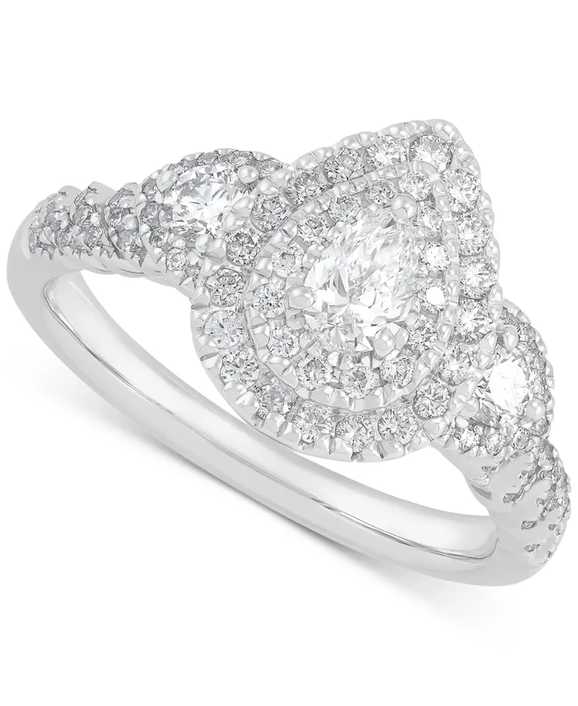 Diamond Pear-Cut Halo Engagement Ring (1 ct. t.w.) in 14k White Gold