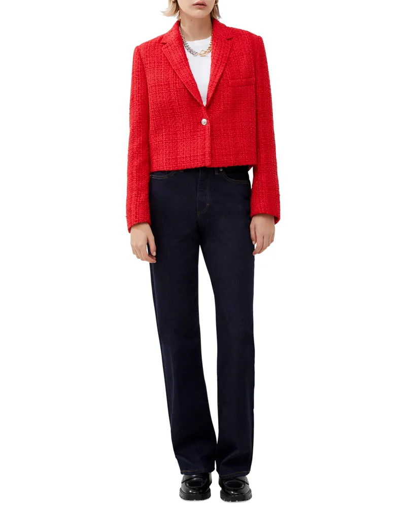 French Connection Women's Cropped Long-Sleeve Tweed Blazer