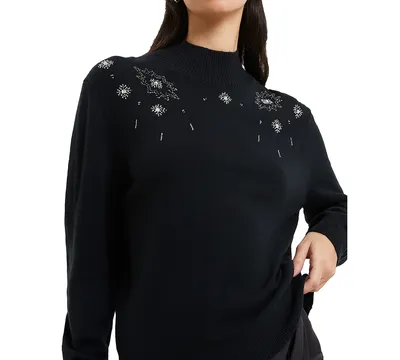 French Connection Women's Embellished Mock-Neck Sweater