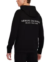 A|X Armani Exchange Men's French Terry Double-Logo Drawstring Hoodie