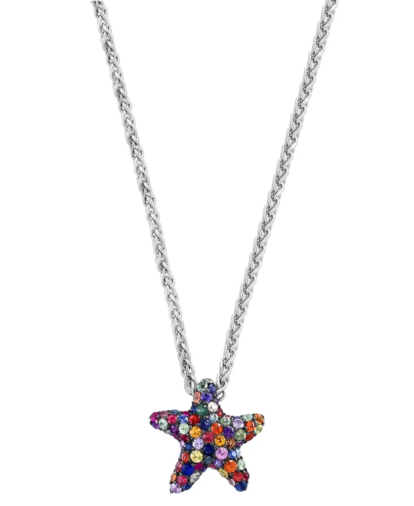 Multi Sapphire Diamond Outline Mother and Baby Pendant