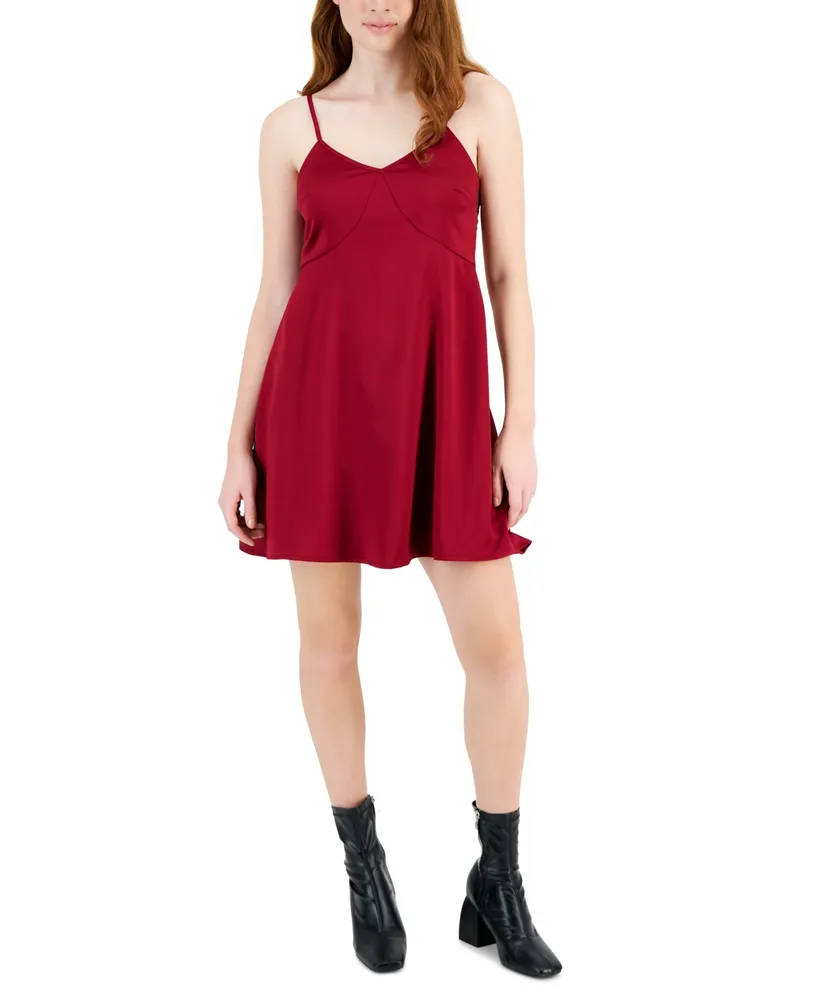 Love, Fire Juniors' V-Neck Mini Slip Dress