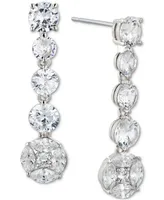 Eliot Danori Silver-Tone Cubic Zirconia Linear Drop Earrings, Created for Macy's