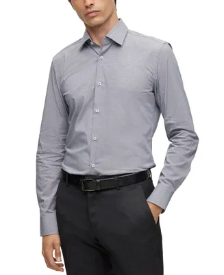Boss by Hugo Boss Men's Easy-Iron Structured Stretch Cotton Slim-Fit Dress Shirt