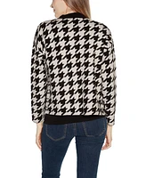 Belldini Women's Houndstooth Cropped Cardigan Sweater