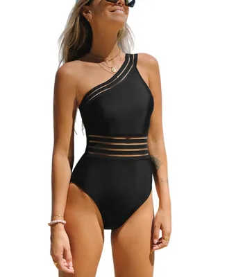 Women's Mesh One shoulder Piece Swimsuit