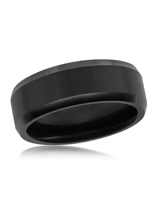 Metallo Brushed and Polished Black 8mm Tungsten Ring