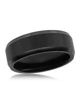 Metallo Brushed and Polished Black 8mm Tungsten Ring