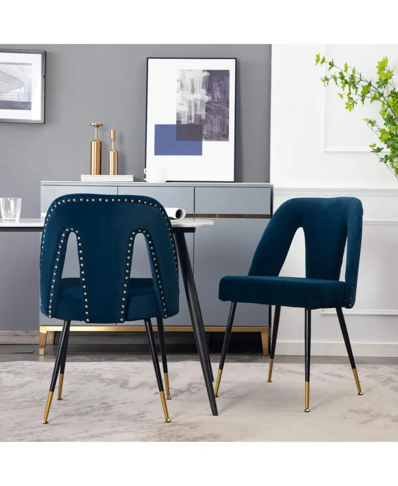 Streamdale Furniture Akoya Collection Modern, Contemporary Velvet Upholstered Dining Chair With Nailheads And Trim