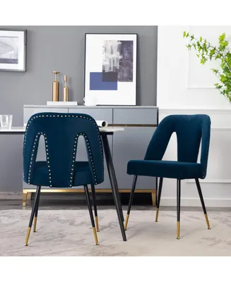 Simplie Fun Akoya Collection Modern, Contemporary Velvet Upholstered Dining Chair With Nailheads