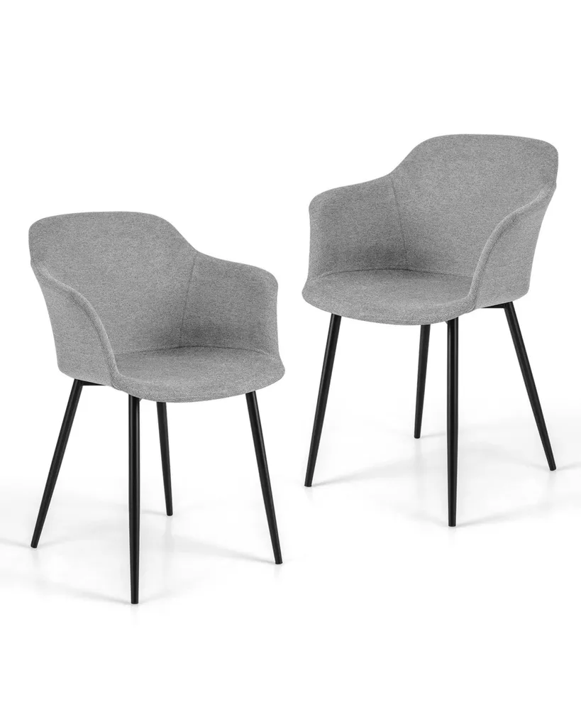 Costway Set of 2 Dining Chairs Upholstered Accent Side with Backrest & Armrest