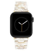 Anne Klein Women's Marbleized Ivory Acetate and Gold-Tone Alloy Metal Bracelet designed for Apple Watch 42mm (Series 10) & 38/40/41mm - Ivory, Gold