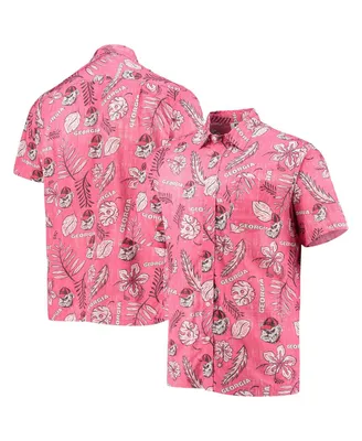 Men's Wes & Willy Red Distressed Georgia Bulldogs Vintage-Like Floral Button-Up Shirt