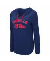 Women's Colosseum Navy Ole Miss Rebels My Lover Lightweight Hooded Long Sleeve T-shirt