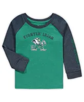 Toddler Boys and Girls Colosseum Heathered Green Notre Dame Fighting Irish Long Sleeve Raglan T-shirt